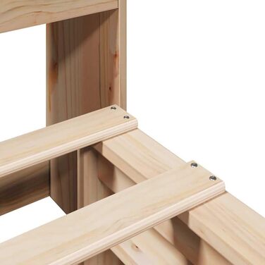 Ліжко vidaXL з масиву дерева, ліжко з книжковою полицею (матрац не входить до комплекту), дерев&39яний каркас ліжка з рейковою основою, ліжко з палет, двоспальне ліжко для спальні, 140x190 см, коричневий колір.