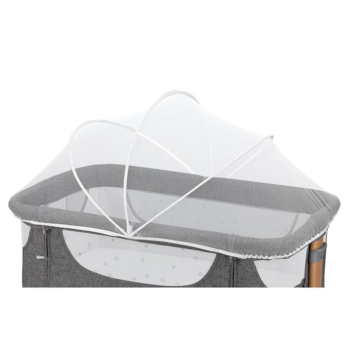 Дитяче ліжечко Momi SMART Bed 4-в-1 до 15 кг, приліжкове ліжечко для немовлят з матрацом, регульована висота, сірого кольору, одномісне