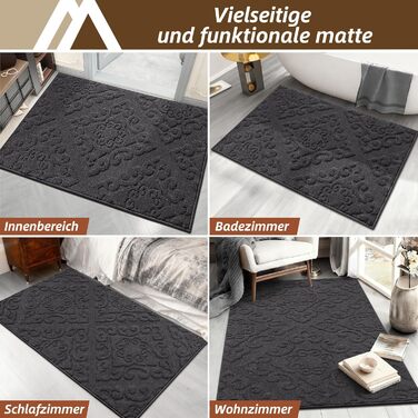 Килимок COSY HOMEER для вловлювання бруду 80 x 120 см, килимок для дверей, що миється, нековзний килимок для входу в приміщенні, килимок для входу, вхідні двері, темно-сірий, 80 x 120 см (прямокутний)