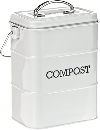Кухонний контейнер для компосту KitchenCraft Living Nostalgia, металевий, 16,5 x 12 x 24 см, сірий, одинарний