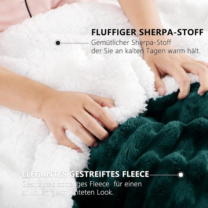 Ковдра RUIKASI Sherpa 150x200 см - Пухнаста м&39яка ковдра м&39якого зеленого кольору, Тепла зимова ковдра з вельвету для дивана та кушетки, Щільна вовняна ковдра XL 150 x 200 см темно-зеленого кольору
