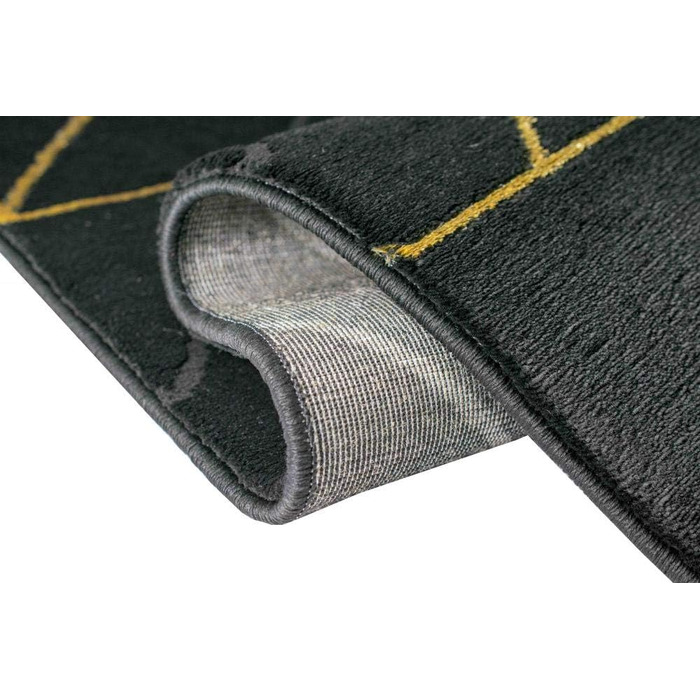 Килим для вітальні сучасний килим геометричний візерунок чорне золото розмір 240 x 340 см