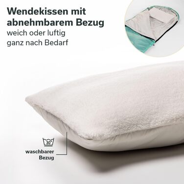 Спальний мішок Skandika Skye Blanket Спальний мішок на 3 сезони з подушкою, що з&39єднується, 220 x 75 см, наповнювач з мікрофібри 250 г/м, внутрішня кишеня, можна прати Спальні мішки для вулиці, блакитного кольору Застібка-блискавка зліва