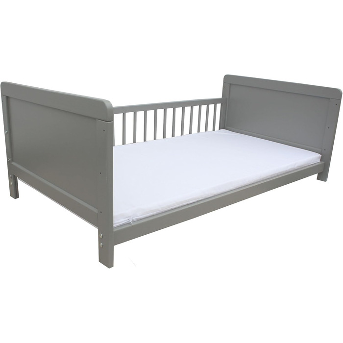 Дитяче ліжко, юніорське ліжко, приліжкове ліжко 140x70 см 3в1 з матрацом, сіре