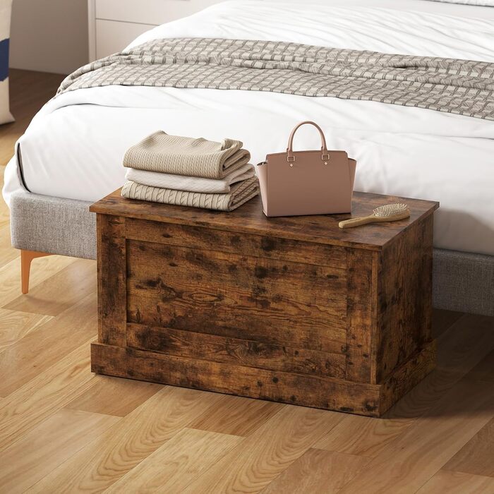 Дерев&39яна скриня для іграшок HOMCOM із запобіжною петлею, для вітальні, передпокій, 80 x 40 x 45 см, рустикальний коричневий