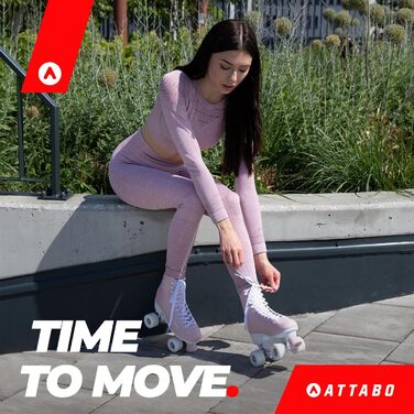 Жіночі роликові ковзани ATTABO Serena, розмір 36-41 EU, регульований розмір, алюмінієві ковзани ABEC-3, шкіряний верх, захист пальців, безпечне гальмування, точна посадка, колеса 82A, 39