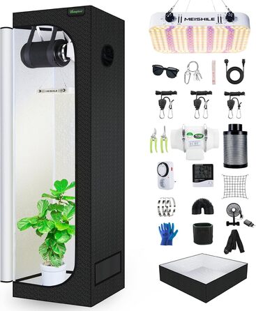 120W LED Grow Lamp Full Spectrum, Complete Hydroponics 600D Growing Tent Kit Kit System Ventilation with Thermo-Hygrometer (SZXTJ-60x60x180), 120W LED Grow Lamp Full Spectrum, Complete Hydroponics 600D Growing Tent Kit Kit System Ventilation with Thermo-H