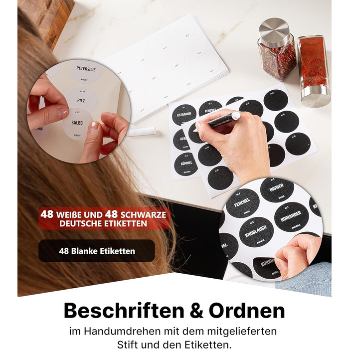 Підставка для спецій Deco haus, настінна та настінна З 28 БАНКАМИ ТА ЕТИКЕТКАМИ ДЛЯ СПЕЦІЙ - Органайзер для спецій - Настінна підставка для спецій - Органайзер для підставок для спецій - Підвісна підставка для спецій - Підставки для спецій з кришкою з нер