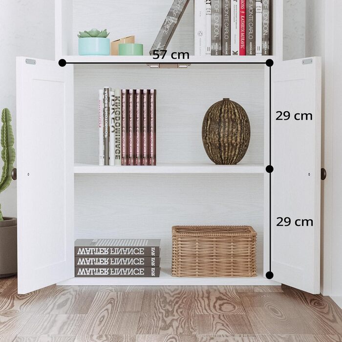 Книжкова шафа IRONCK з 2 дверима, 5-ярусна окремостояча полиця, книжкова шафа в індустріальному стилі, вітрина-полиця для навчання, офісу, вітальні, спальні, біла