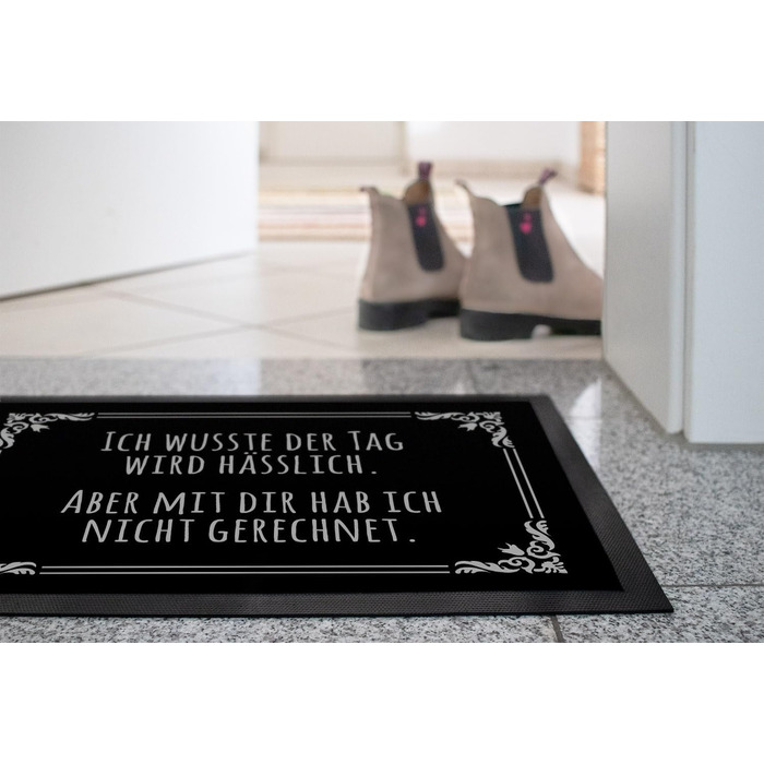 Килимок для дверей MoonWorks із саркастичним написом Я знав, що день буде потворним іронічне вітальне повідомлення, нековзний та миється, чорний, 60x40 см, Ugly Day Black