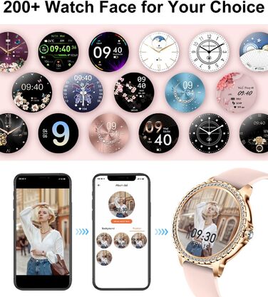 Для Android iOS Smart Watch Women 100 Sports Activity Tracker 1.32" HD Touch Screen Heart Rate Sleep Monitor Diamond Rose Gold Steel Women Smartwatch BW1845D-A