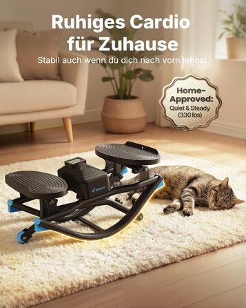 Степер MERACH U-подібної форми з низьким навантаженням та 3D-рухом, тихий велотренажер із РК-дисплеєм для відображення часу, кроків та калорій, нековзні педалі, компактний для дому та квартири 2511