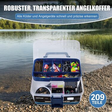 Набір для лову форелі Goture універсальний портативний набір рибальських приманок зі знімними відділеннями, у комплекті з приманками, гачками та грузилами, рибальський подарунок для рибалок, 209 предметів
