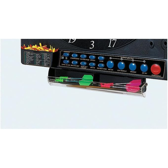 Електронна мішень для дартсу Kings Dart Professional Tournament JX-2000 Турнірна дошка, включаючи 24 дротики 41 гра, понад 200 варіацій гри Текст, що прокручується звук Надзвичайно тонкий павук, різнокольоровий