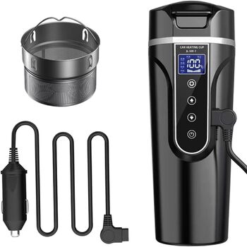 Чайник з підігрівом для автомобіля, міні-чайник для подорожей 12 В, прикурювач, електричний чайник з нержавіючої сталі 304, колба-