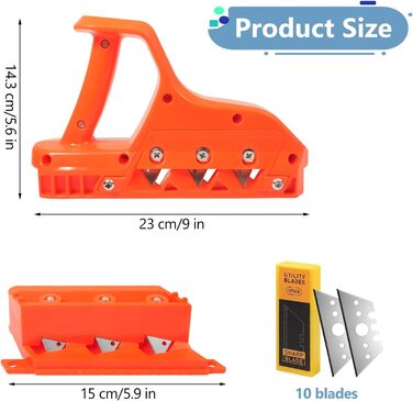Рубанок для гіпсокартону, з кромкооблицювальним ножем і лезами 4560, ручний рубанок для різання, конічний рубанок для гіпсокартону, використовується для оздоблення та знесення будівельних об'єктів Помаранчевий колір