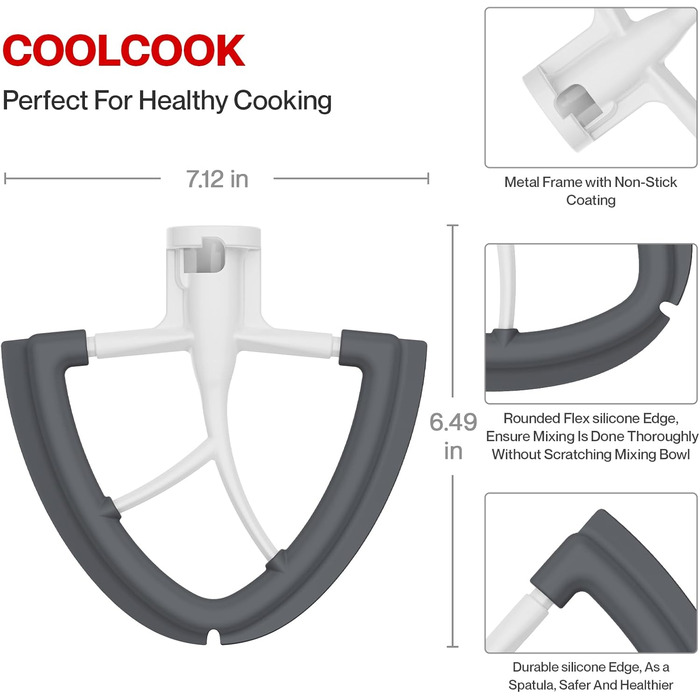 Аксесуари для плоскої мішалки Coolcook для блендерів Kitchenaid, 4,5-5 кварт для кухонного міксера Aid, аксесуари для мішалок Flexi для кухні