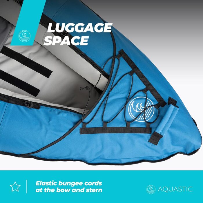 Надувний каяк AQUASTIC Kayak Dolph 11&390&39 для 2 осіб з двома сидіннями, надувним стабілізатором та захисним чохлом 335x96 см. Ідеально підходить для рафтингу та екскурсій. Міцний ПВХ-матеріал.