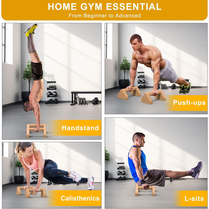 Дерев&39яні перекладини для віджимань Kipika 4-дюймові ручки для віджимань з бука для використання на підлозі, нековзка гумова основа, трикутні стійки для віджимань, домашнє фітнес-обладнання, ідеально підходить для віджимань, L-подібних положень, силових