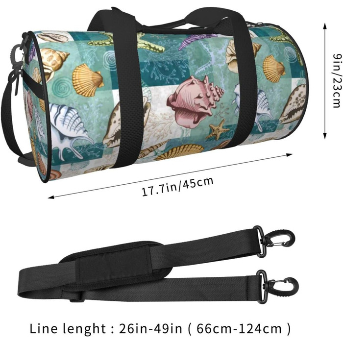Дорожня сумка-циліндр з морським дизайном (мушлі, морські їжаки, гребінці), спортивна сумка для чоловіків та жінок, пляжна сумка, спортивний баул
