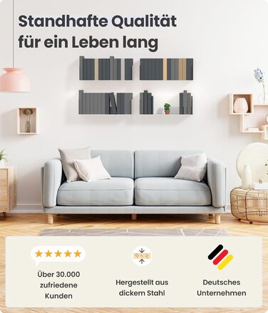 Комплект з 2 шт. - Сучасна біла настінна полиця - 2 x 40 см плаваюча книжкова полиця, біла карнизна рейка