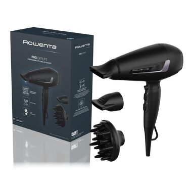 Фен для волосся Rowenta Pro Expert CV8825 швидка сушка, іонізація, легка вага, чорний/сріблястий