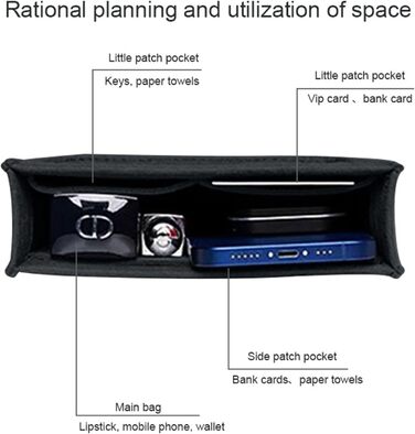 Фетровий органайзер Lckaey для сумки Hermes Evelyne III TPM PM GM вставка для сумки mini 16 29 33 органайзер для гаманця Y003 Blac