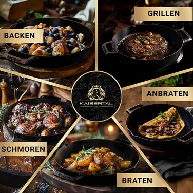 Чавунна сковорода KAISERTAL в комплекті з книгою рецептів - 30-сантиметрова чавунна сковорода преміум-класу. Чавунна сковорода під