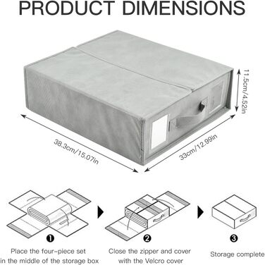Органайзер для постільної білизни, для шафи, 6 предметів, складна коробка для зберігання з прозорим віконцем, етикеткою та блискавкою, органайзер для ковдр, простирадл та одягу