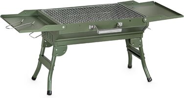Портативний кемпінговий гриль, складний вугільний гриль, настільний вугільний гриль для подорожей 45x31 см, настільний кемпінговий гриль для приготування їжі на свіжому повітрі, кемпінгу та пікніків (армійський зелений)