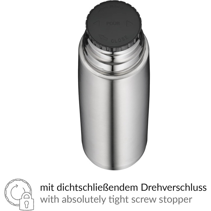 Л, термопляшка з нержавіючої сталі з чашкою для пиття, повністю герметична з кришкою, що закручується, зберігає напої гарячими, не залишає відбитків пальців, довговічна, можна мити в посудомийній машині, без BPA, 1000 мл, 1.0