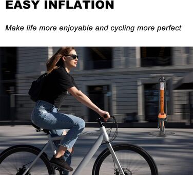 Велосипедний насос GOBKO, підлоговий, 129x23.5x12 см, 11 бар / 160 psi, сталь, помаранчевий