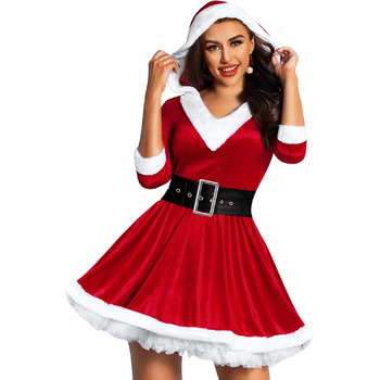 Жіночий святковий костюм RSLOVE, бебі-долл Санти з капюшоном, червоний, M