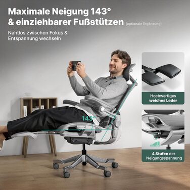 Ергономічне офісне крісло HINOMI H2 Pro з поперековою опорою, регульованим підголівником та підлокітниками, вантажопідйомність 150 кг, дихаюча сітка, обертове крісло для дому та офісу, ергономічне робоче крісло (чорне)