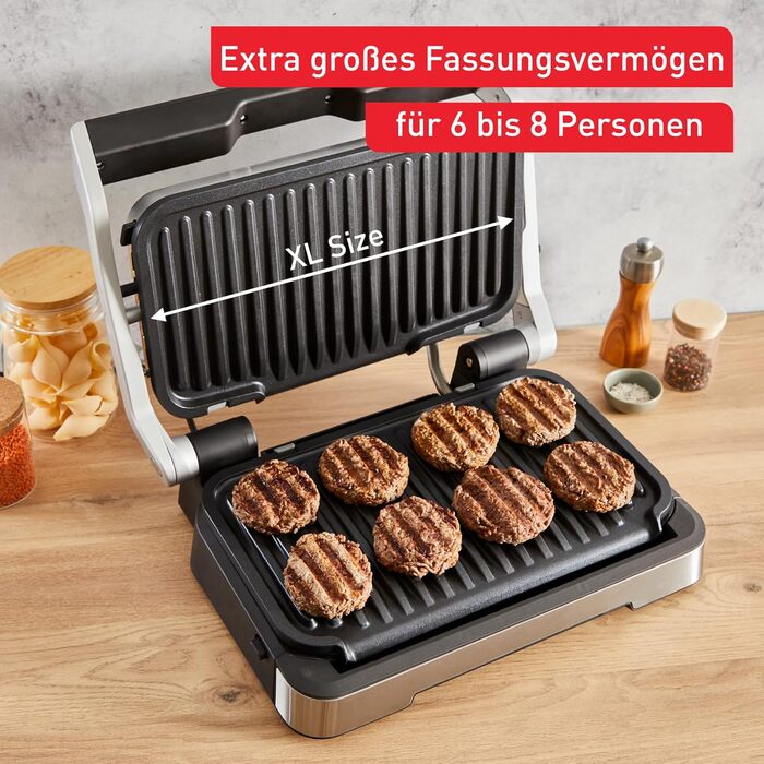 Контактний гриль Tefal OptiGrill 4in1 XL з деком, відкидний, настільний гриль, 12 програм, індикатор рівня приготування, електрогриль, духовка, GC784D10, срібло