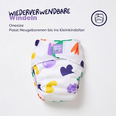 Багаторазові підгузки в наборі - Changemaker Box, 20 х тканинних підгузків, фліс, поглинаючі прокладки, мокрі мішечки та добавка д