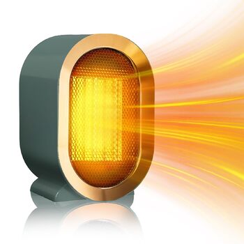 Портативний електричний обігрівач, енергозберігаючий та тихий, для ванних кімнат, невеликий електричний обігрівач, енергоефективний вентилятор-обігрівач із захистом від перегріву та перекидання, для офісу, дому, гуртожитку (зелений)