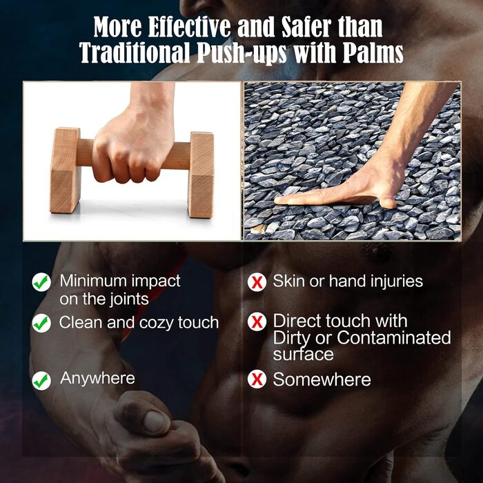 Дерев&39яні ручки для віджимань, паралелети, ручки для стійки на руках для калістеніки, нековзні перекладини для віджимань, ручки для віджимань, що не ковзають, ручки для калістеніки для силових тренувань та йоги, 20 см