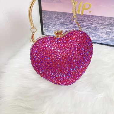 Клатч жіночий Серце, інкрустований стразами, міні-сумочка для вечірки, весілля або коктейлю, рожевий
