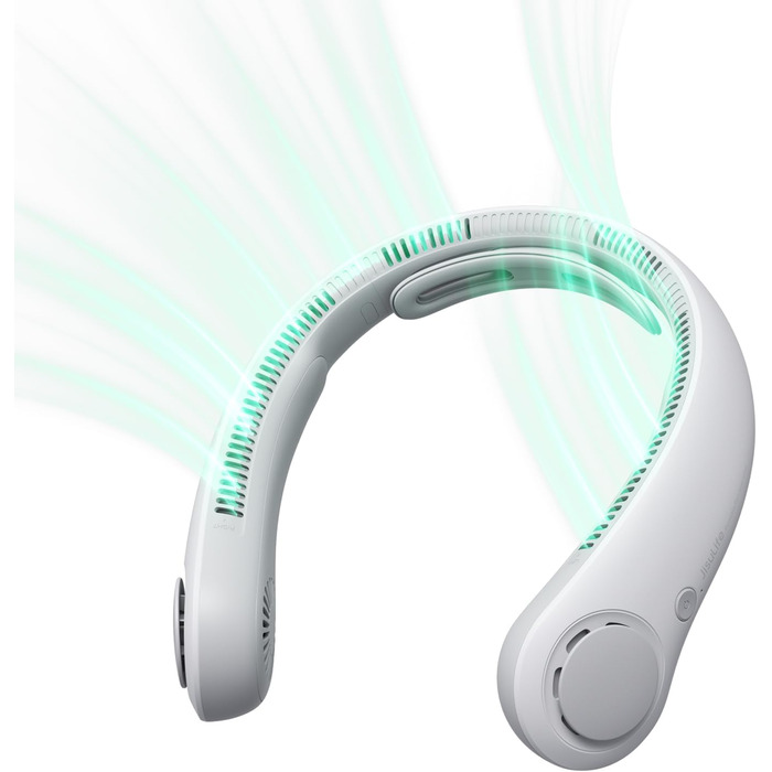 Портативний шийний вентилятор JISULIFE, підтримка шиї, особистий Hands Free, 5-швидкісне регулювання передач, 3900 мАг, які можна носити, перезаряджаються, подарунки для жінок і чоловіків - темно-сірий