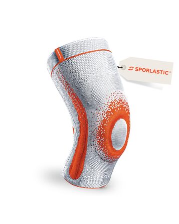 Колінний бандаж GENU-HiT Supreme для правого та лівого коліна - Медичний бандаж для коліна з кільцем надколінка та бічними стабілізаторами для оптимальної стабільності коліна у повсякденному житті - Платиновий розмір 6