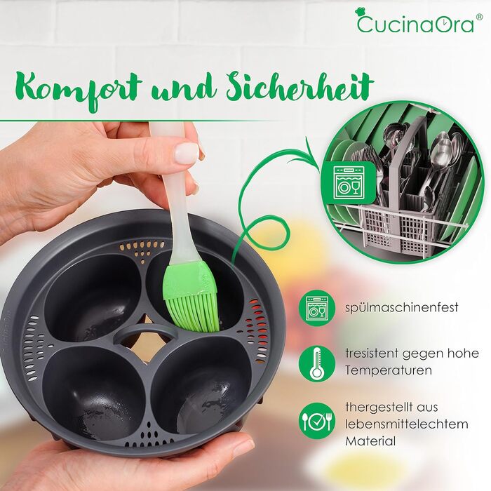 Яйцеварка CucinaOra 4 яйця Котел для яєць steamEGGS - Аксесуари Thermomix TM6 - Thermomix TM5 TM31 - Аксесуари для Thermomix Vorwerk - Thermomix TM6 Аксесуари - Браконьєри для яєць - Termomix Аксесуари TM6/TM5/TM31