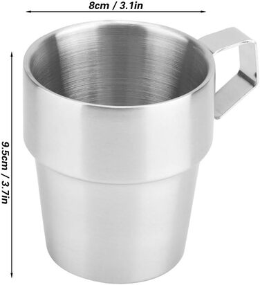 Елегантний набір кавових чашок з нержавіючої сталі з тримачем для тривалого використання, для домашнього кафе, нержавіюча сталь 304, комплект з 4 предметів