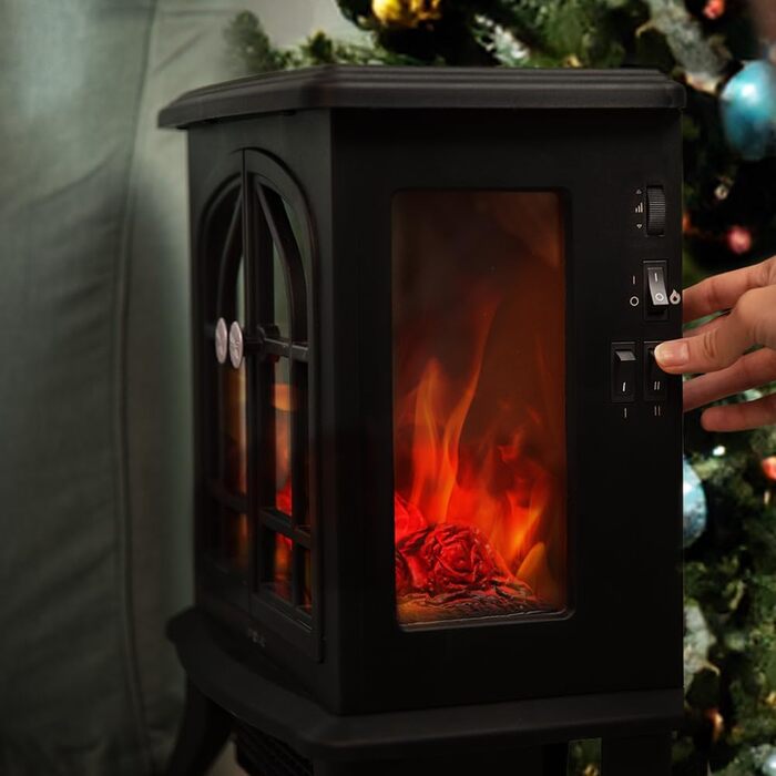 Електричний камін Cecotec ReadyWarm 2000 Flames 2000 Вт, 2 рівні потужності, регульований термостат, незалежне керування полум'ям, площа обігріву до 25 м