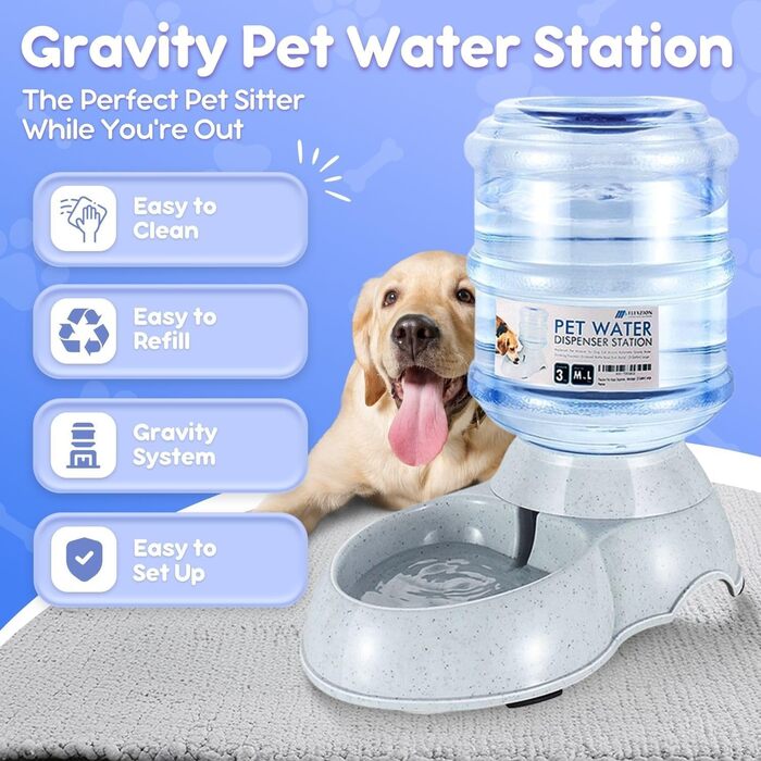 Диспенсер для води Flexzion Gravity Pet Water Dispenser (3 галони) з автоматичним поїлкою для собак та котів малих та великих порід, годування та поливання, пляшечка