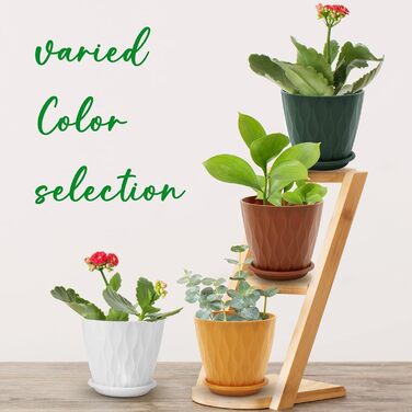 Горщики для квітів, 15,2 см, 5 шт. , для приміщень і вулиці, кашпо з дренажними отворами і блюдцями Різнокольорові