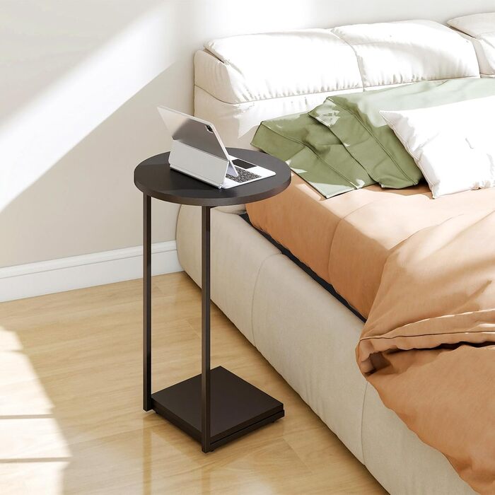 Приставний столик HDANI C, тумбочка під диван, що розсувається, приставний столик у вітальню чорного кольору 40*40*60 см