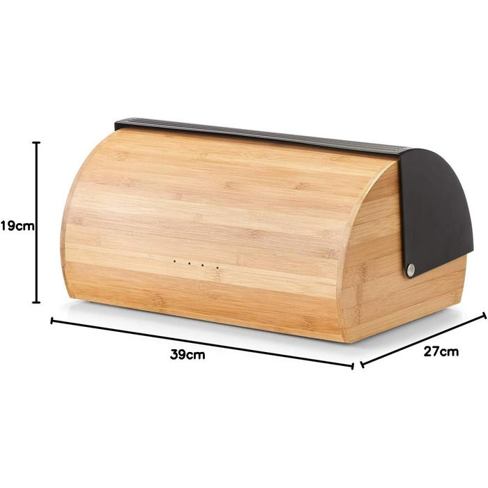 Хлібниця, бамбук/метал, чорна, приблизно 39 x 27 x 19 см, для зберігання хліба, модна чорна хлібниця, безпечна для харчових продук