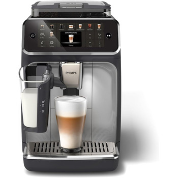 Повністю автоматична кавоварка Philips серії 5500 з функцією Latte Go, технологією SilentBrew, швидким запуском. Ароматна кава зі