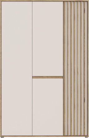 Шафа 120 130, сучасна шафа з рейковим дизайном, 3-дверна, спальня, декор дерева Maulella Oak Kashmir Beige, 128,7 см завширшки x 200,1 см заввишки x 54 см завглибшки